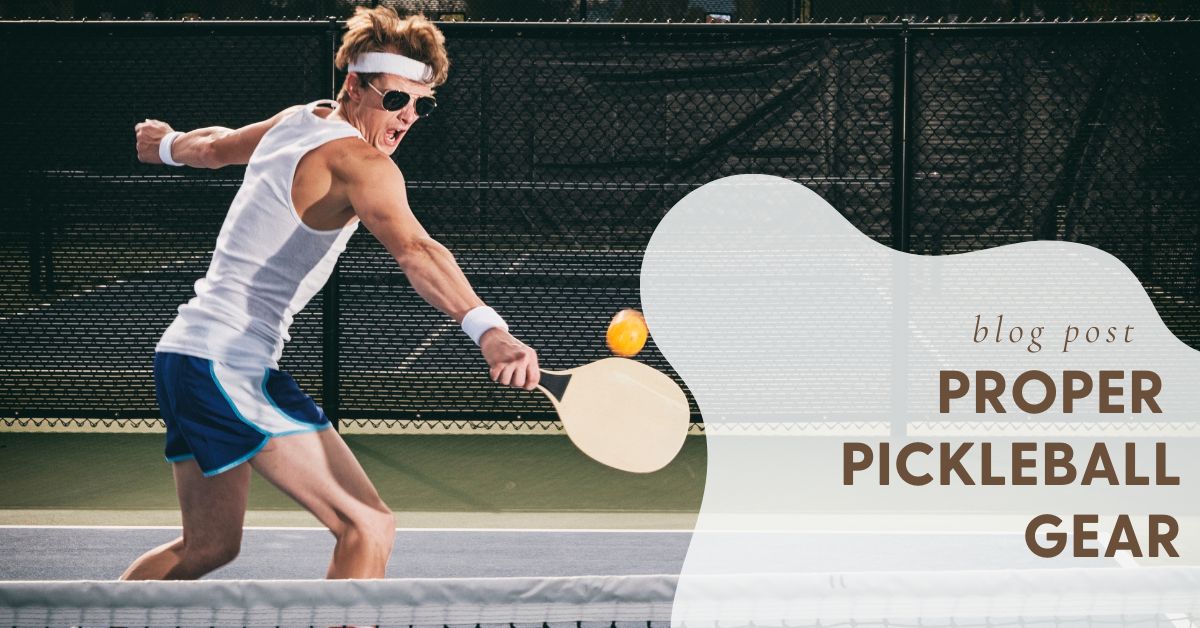 A man in athletic clothing playing pickleball. He is holding a pickleball paddle and is mid-swing.